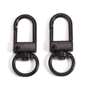 Pair of matte black swivel lobster clasps for DIY jewelry and bag hardware accessories - Black
