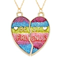 Détail de colliers BFF magnétiques avec paillettes arc-en-ciel et gravure Best Friends - Paillettes Arc-en-ciel Best Friends Magnétique