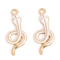 Pendentifs cobra dorés avec émail blanc pour colliers DIY et création de bijoux - Blanc