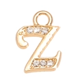 Détail du pendentif lettre Z doré en alliage avec six strass clairs et boucle d'attache - Lettre Z