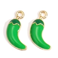 Macro detail of gold-edged green chili pepper charms for DIY jewelry making - Gold Edge Green Chili (px1264-7)