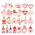 25-piece gold-plated heart and gnome pendants set for Valentine's DIY jewelry making - Style B Valentine's Set