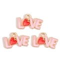 Detail of LOVE charm pendants with red hearts and pink enamel for DIY jewelry - Light Pink LOVE Letter Style (px1244-5)