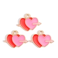 Detail of three heart and cupid arrow enamel charms with gold plating for DIY jewelry - Arrow Through Heart Style (px1244-7)