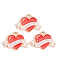 Macro shot of red enamel heart charms with white ribbons and I love you engraving - Red I love you Heart Style (px1244-13)
