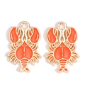Enamel lobster pendant charms in bright orange red and gold finish for DIY jewelry making - Lobster Style (px1242-1)