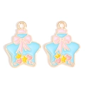 Star-shaped enamel charms with pink bow pattern and golden alloy frame for DIY jewelry - Five-pointed Star with Bow Style (px1243-2)