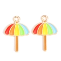 Detailed view of colorful beach umbrella charms in gold alloy for DIY jewelry crafting - Colorful Umbrella Style (px1243-6)