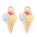 Detail of colorful ice cream cone charms with gold-plated edges for DIY jewelry making - Ice Cream Cone Style (px1243-7)