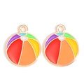 Detail view of colorful rainbow beach ball enamel charms for DIY jewelry making - Rainbow Beach Ball Style (px1243-8)