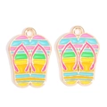 Macro shot of colorful striped flip-flop charms with gold alloy edges for DIY jewelry - Colorful Striped Flip Flop Style (px1243-9)