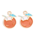 Detail of two summer coconut drink enamel charms with blue umbrellas for DIY jewelry - Orange Coconut Drink Style (px1243-13)