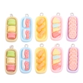 Assortiment de breloques en résine macarons et aliments pour création de bijoux - Couleurs Mélangées Aléatoires