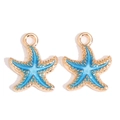 Détail de breloques étoile de mer bleues avec dorure et émail dégradé pour bijoux - Style Étoile de Mer Bleu Dégradé (px1242-16)