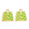 Detailed view of green enamel shorts charms with yellow flower patterns for DIY jewelry - Green Floral Shorts Style (px1243-16)