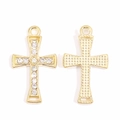 Vorder- und Rückseite von goldenen Kreuzanhängern mit Kristallen für DIY-Schmuck - 11-Steine Strass Array Kreuz Stil (px1289-7)