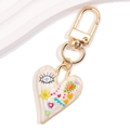 Fashion heart keychain with marble texture and colorful evil eye prints on white background - Cartoon Eye and Marble Style (px1285-5)