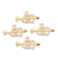 Golden heart and arrow alloy pendants with rhinestones for DIY jewelry making set of 4 - Golden Rhinestone Heart & Arrow Style (px1255-9)