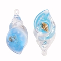 Close-up of sky blue luminous acrylic seashell pendants with embedded natural shells - Sky Blue Gradient Style (px1269-5)