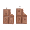Realistic 3D resin milk chocolate charms with silver ring for DIY jewelry and keychains - Brown Chocolate Style (px1292-1)