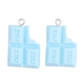Detail of light blue resin milk chocolate charms with metal rings for DIY jewelry craft - Light Blue Chocolate Style (px1292-4)