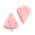 Détail de breloques en résine fromage rose avec anneaux en métal pour bijoux DIY - Style Fromage Rouge Rosâtre (px1292-25)