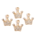 Set of four gold-plated alloy crown pendants with sparkling rhinestones for DIY jewelry - Golden Five-Pointed Crown Style (px1255-1)