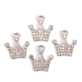 Sparkling silver crown charms with rhinestones for DIY jewelry necklaces and pendants - Silver Crown Style (px1255-2)