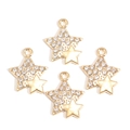 Set of four gold star pendants with sparkling rhinestones for DIY jewelry making - Golden Rhinestone Five-Pointed Star Style (px1255-3)