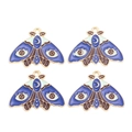 Detailed macro view of moth charms with enamel wings and moon eye motifs for jewelry - Deep Blue Mint Green Mystery Moth Style (px1290-1)