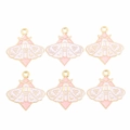 Détail de six pendentifs papillon en alliage avec émail rose et motif de lune - Style Mite Lune Étoile Nœud Celtique Or Rose Clair (px1290-9)