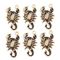 Détail de six pendentifs scorpion en alliage avec émail noir et motifs floraux - Style Scorpion Floral Jaune Rose Noir (px1290-10)