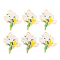 Lot de 6 breloques abeilles et fleurs en émail avec bord doré pour bijoux DIY - Style Abeille Florale Blanc Vert Noir Jaune (px1290-11)