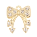Detailansicht eines vergoldeten Schleifenanhängers mit Kristallen für DIY Schmuck - Schleife Anhänger Stil (px1305-6)