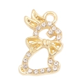 Detailaufnahme eines goldener Hasenanhänger mit Strasssteinen für DIY-Schmuckherstellung - Hasenform Stil (px1305-5)