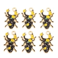 Lot de 6 pendentifs scarabée noir et or avec motifs floraux jaunes pour bijoux DIY - Style Scarabée Floral Étoilé Jaune Or Noir (px1290-15)