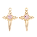 Détail de pendentifs croix dorés S925 avec pierres de zircon rose pour bijoux DIY - Style Croix Strass Rond Rose Doré (px1303-5)