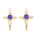 Détail de pendentifs croix dorés avec cristaux bleu foncé pour bijoux de style Y2K - Style Croix Strass Rond Bleu Doré (px1303-6)