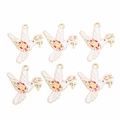 Détail de six breloques colibris en émail coloré pour la création de bijoux DIY - Style Colibri Floral Vert Jaune Rouge Or Blanc (px1290-17)