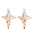 Détail du pendentif croix dorée à texture lave avec cristal rose pour bijoux DIY - Style Croix Strass Rectangulaire Rose Doré (px1303-10)
