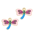 Bunter Emaille Libelle Anhänger aus Legierung mit Herzmuster für DIY Schmuckbau - Rosa Lila Grün Blaue Libelle (px1223-13)