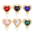 Pendentifs cœur en cristal DIY avec cadre doré effet fondu en six coloris - Formes de cœur fluides mixtes (Style 1 mélange aléatoire)