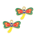 Bunter Libellen Anhänger aus Legierung mit herzförmigen Flügeln für DIY Schmuck - Bunte Herz Libelle Stil (px1223-14)