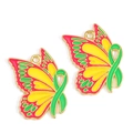 Bunte Schmetterling-Anhänger aus Emaille und Metall für DIY-Schmuckherstellung in Rot-Gelb - Rot Gelb Grünes Band Schmetterling (px1223-16)