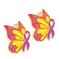 Bunter Schmetterlingsanhänger aus Legierung mit gelber und roter Emaille für DIY-Schmuck - Gelb Rot Lilanes Band Schmetterling (px1223-17)