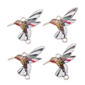 Lot de 4 connecteurs colibri en émail coloré pour la création de colliers et bracelets - Style Aile Rayée (px1308-1)
