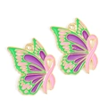 Bunter Schmetterling Anhänger aus Legierung mit Emaille für DIY Schmuckherstellung - Grün Lila Rosa Band Schmetterling (px1223-20)