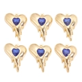 Détail de 6 pendentifs cœur lave dorés avec cristal bleu pour la création de bijoux DIY - Cœur de Lave Bleu (px1311-14)