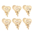 Vue détaillée de six pendentifs cœur en lave dorée avec cristaux dans une grille 2x3 - Cœur de Lave Transparent (px1311-18)