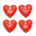 Détail de quatre breloques cœur en émail rouge avec bords en alliage et trou de suspension - Style Pendentif Cœur Rouge (px1310-8)